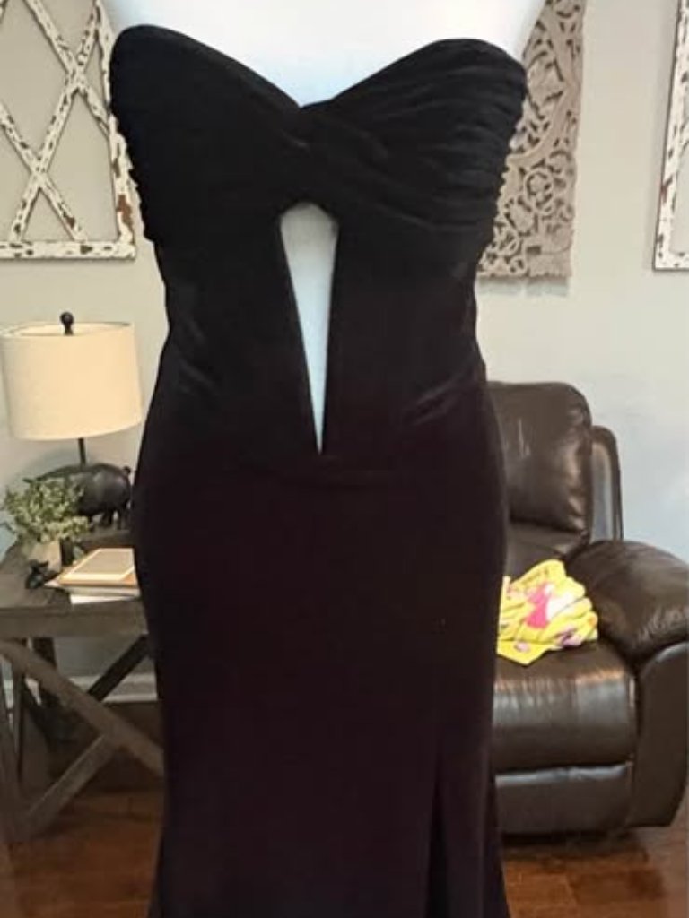 Sophia Thomas Black Velvet Gown With Train
